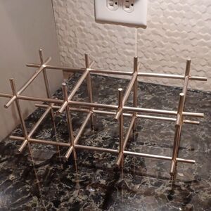 Contemporary Silver Metal Wine Rack